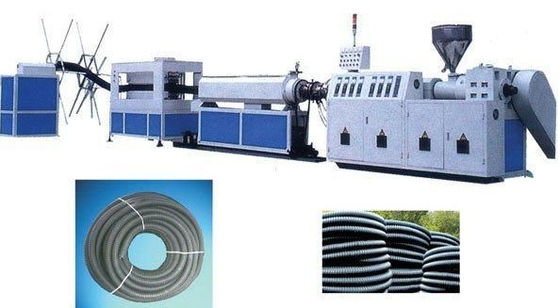PE Plastic Pipe Extrusion Line , Corrugated Optic Duct Cable Protection Sleeve Pipe Plastics Extruder